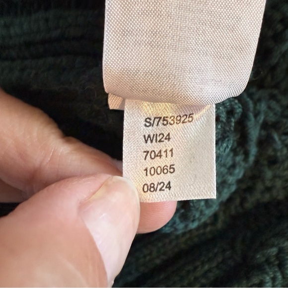 Loft Collared Split Neck Chunky Cable Knit Green Fisherman Sweater Shirt XXS - Picture 10 of 12